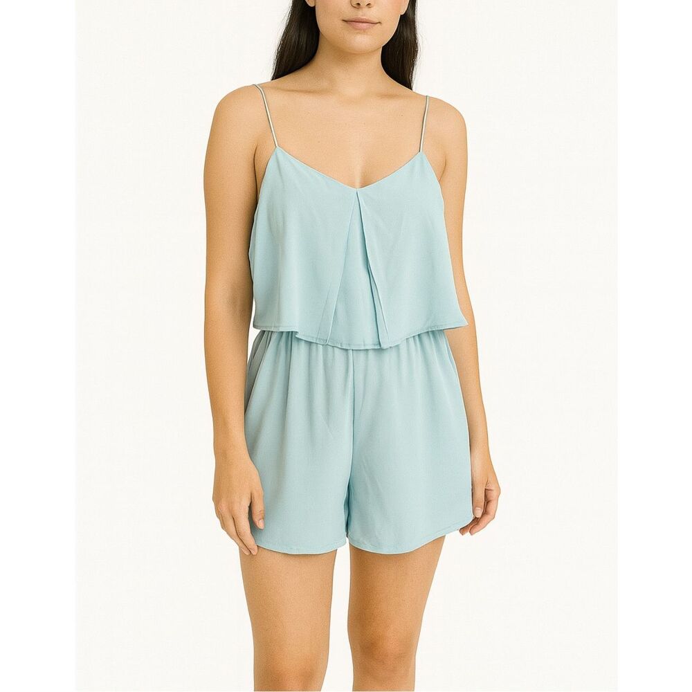 Amanda Uprichard Blue Flounce Romper One Piece Size Small